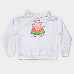 One in a Melon - Kawaii Happy Watermelon with Text Kids Hoodie